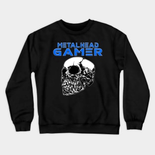 Metalhead Gamer Quarter Skull Blue Crewneck Sweatshirt